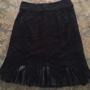 Anthro Leifsdottir Lace Appliqué Pleated Hem Skirt